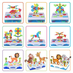 3D Mosaic Puzzle Building Bricks with Drilling Screw Toys for Children