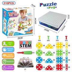 3D Mosaic Puzzle Building Bricks with Drilling Screw Toys for Children